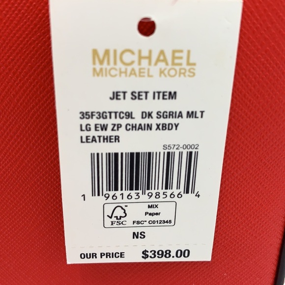 MICHAEL KORS LARGE EAST WEST ZIP CHAIN XBODY DARK SANGRIA / BROWN COLOR - Picture 15 of 15